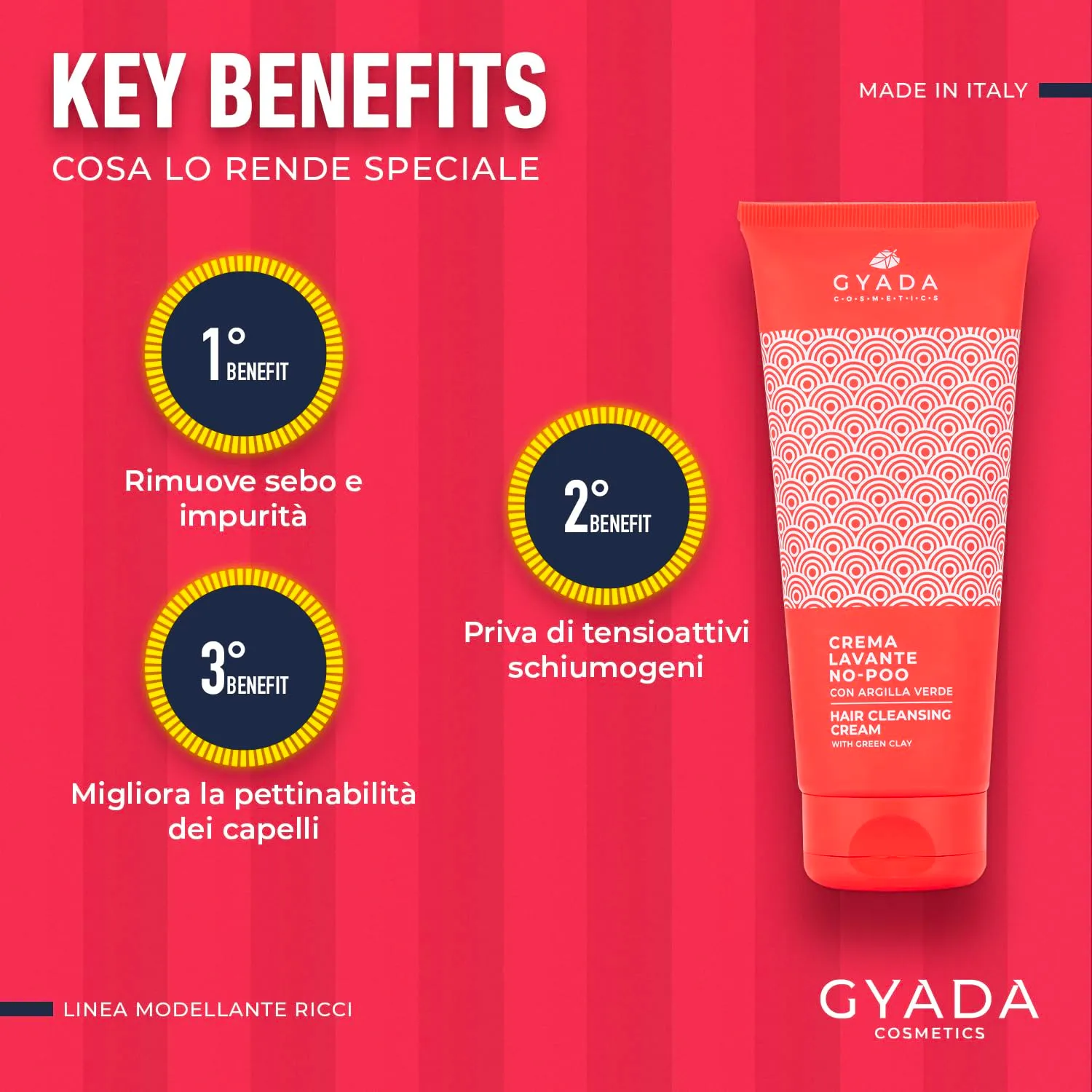 Gyada Modellante Ricci crema lavante No-Poo 200 ml argilla verde