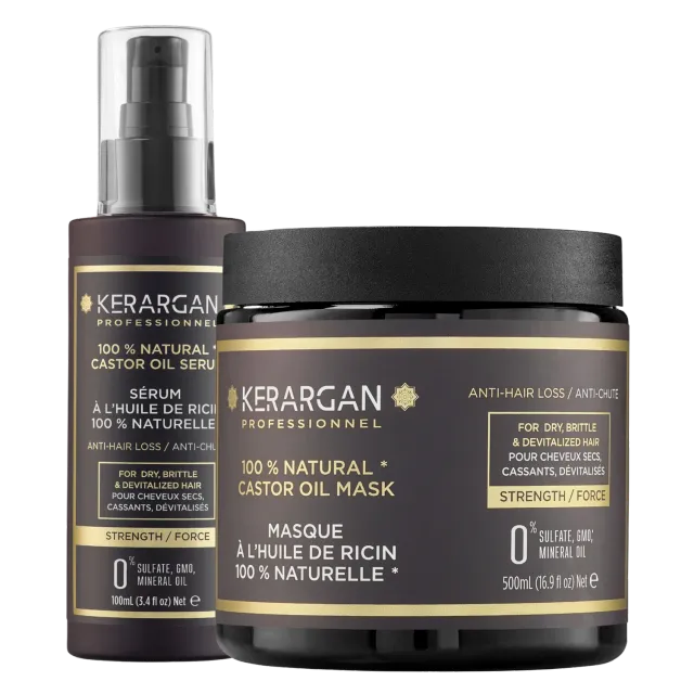 Kerargan Ricin kit capelli maschera siero 600 ml ricino