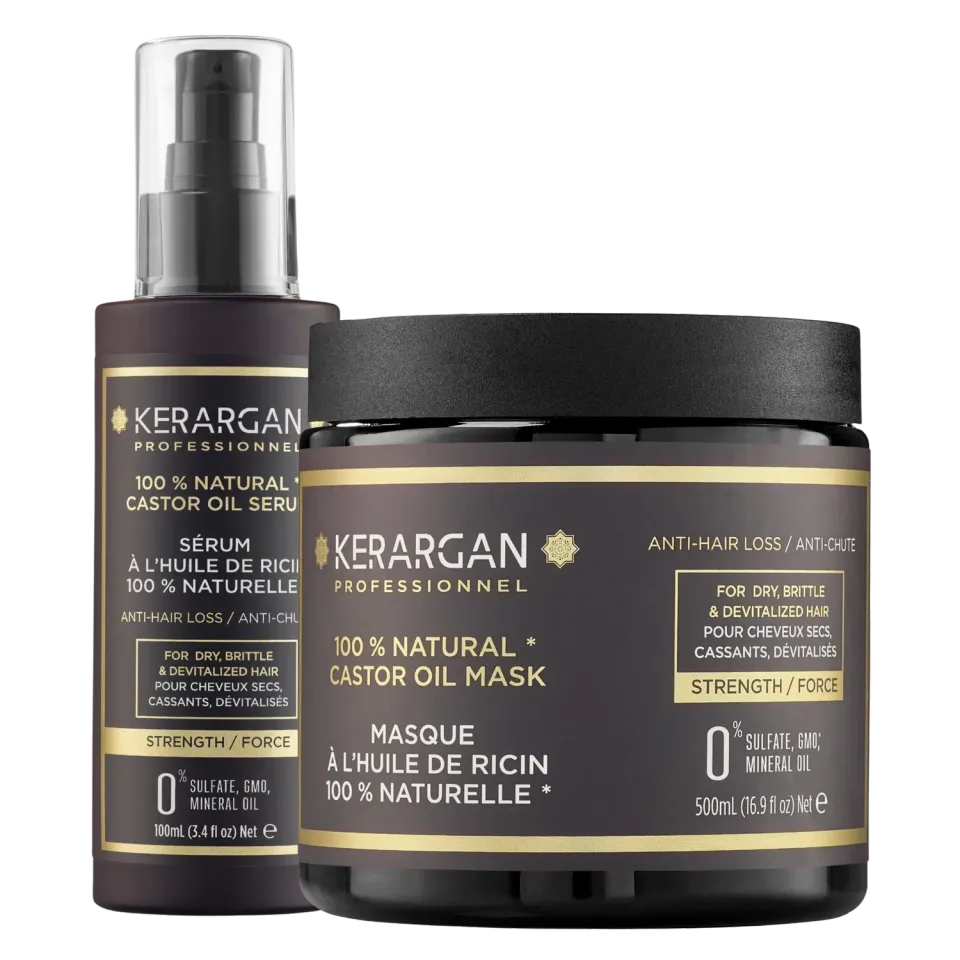 Kerargan Ricin kit capelli maschera siero 600 ml ricino