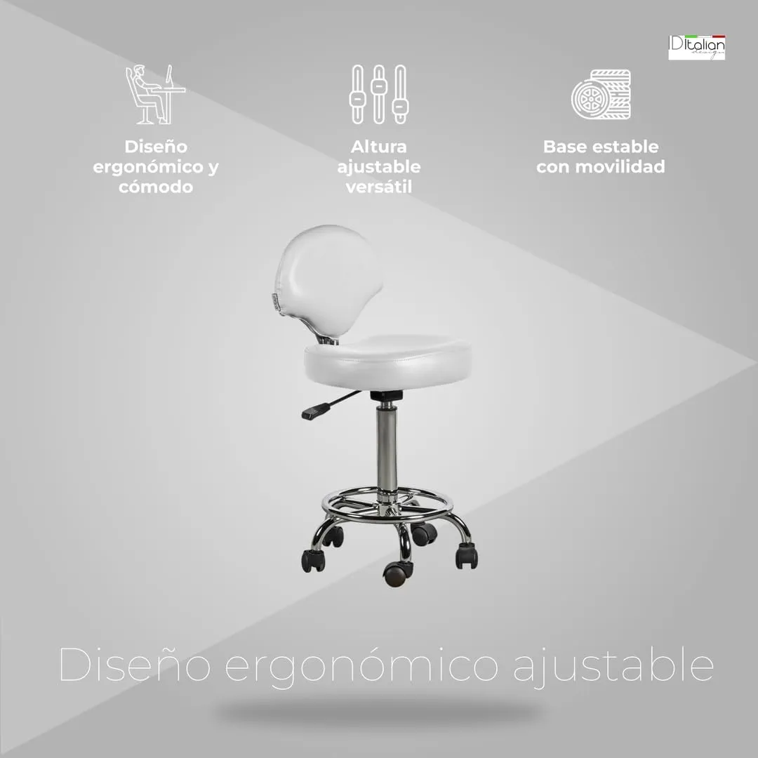 Postquam Italian Design Ferrara sgabello parrucchiere bianco regolabile