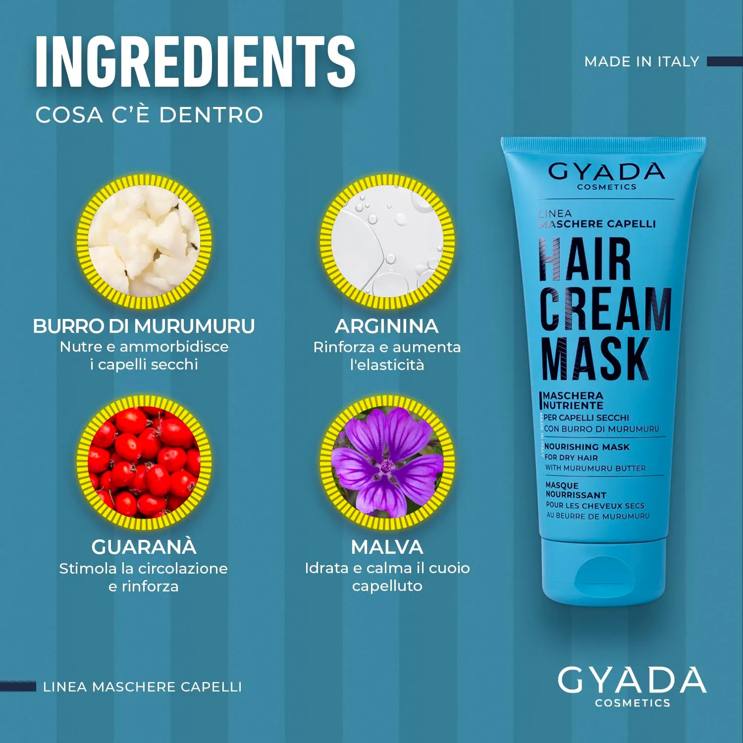 Gyada Cosmetics Maschera Capelli Nutriente e Ristrutturante 200 ml capelli secchi
