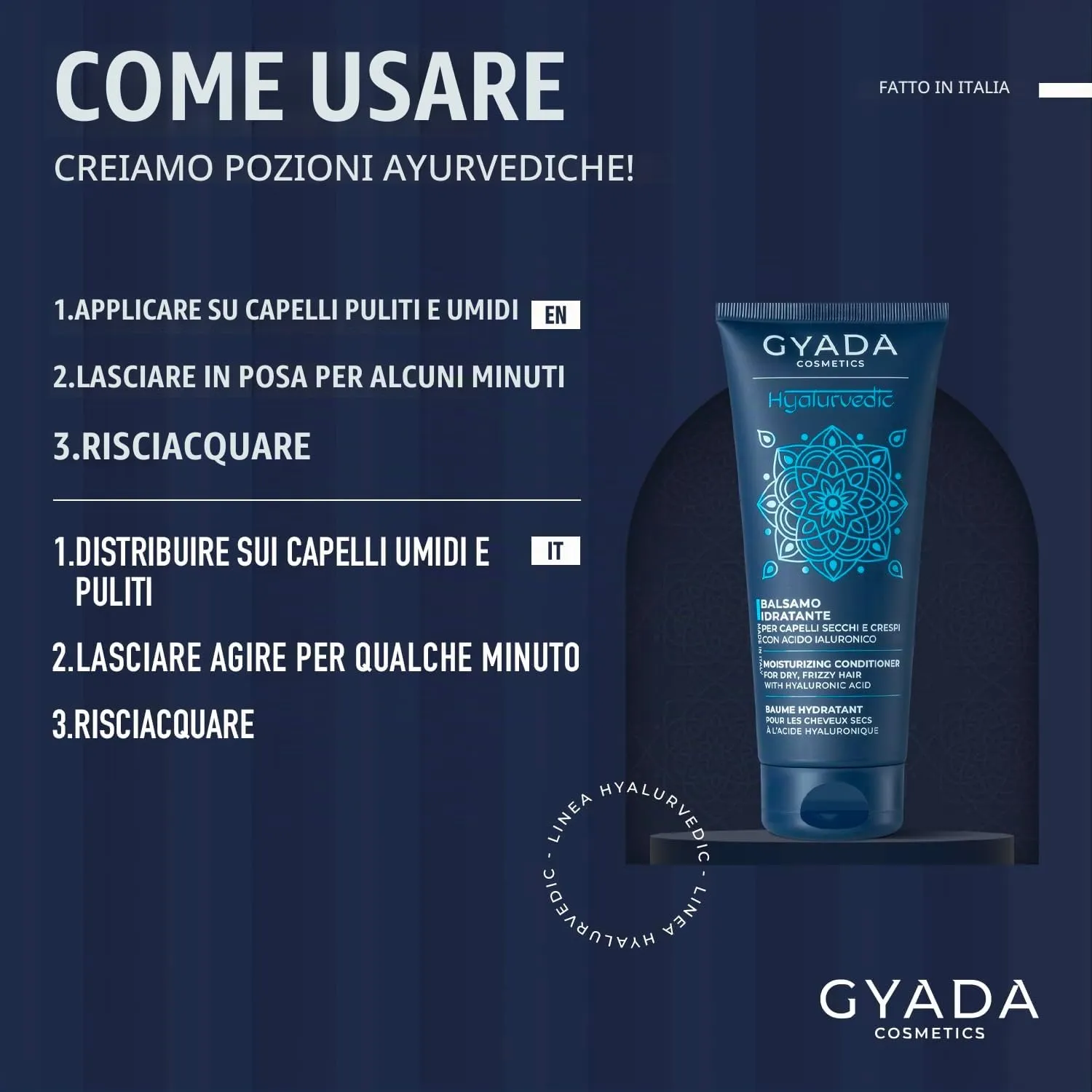 Gyada Hyalurvedic Balsamo Idratante Capelli Crespi 200 ml