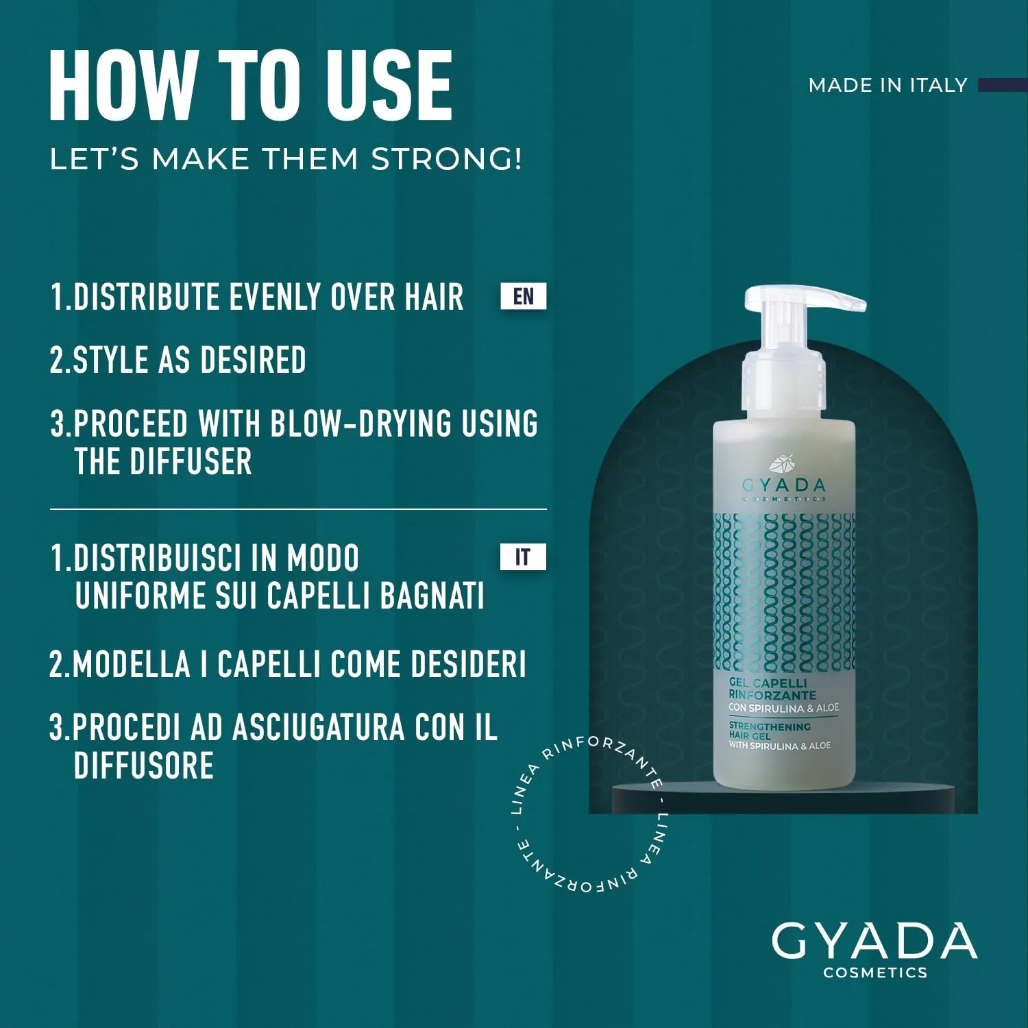 Gyada Rinforzante Spirulina gel capelli 150 ml + pettine faggio