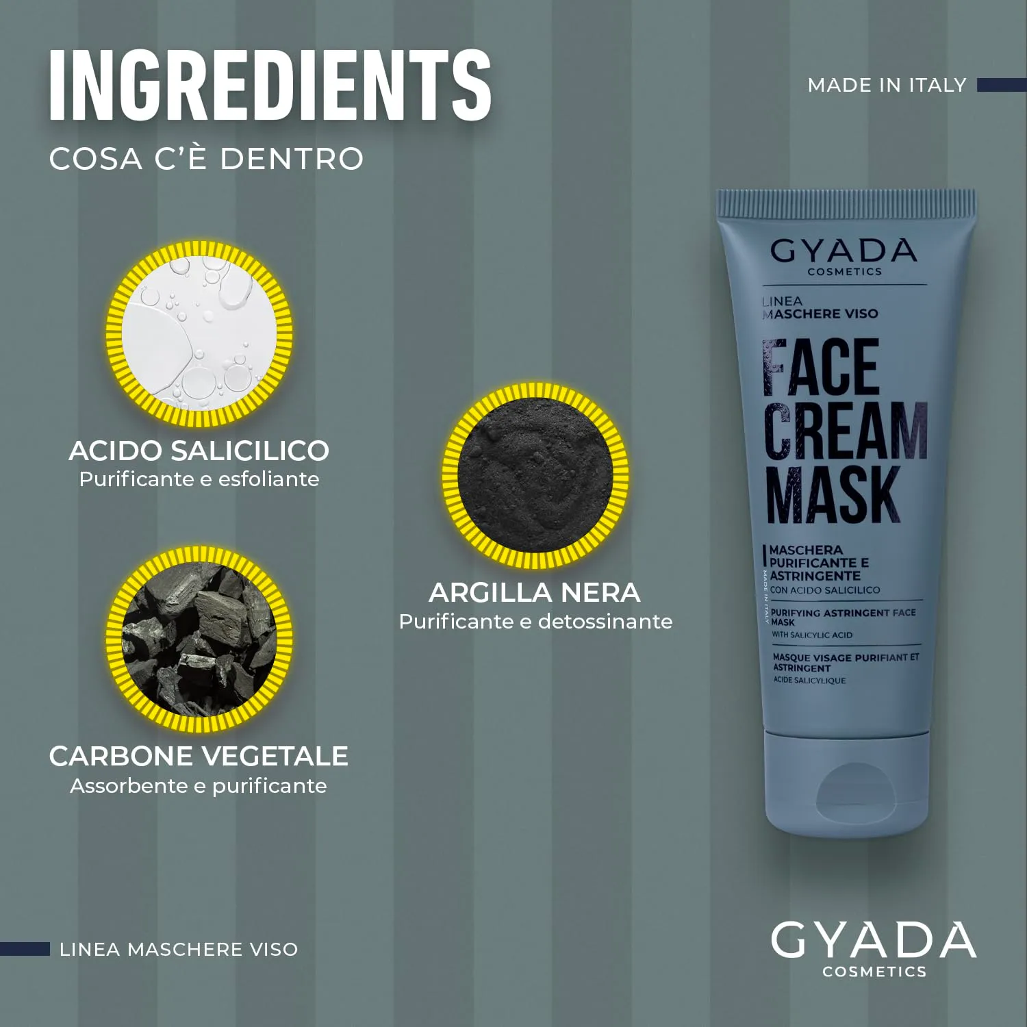 Gyada Maschera Viso Purificante 75 ml carbone pelli impure