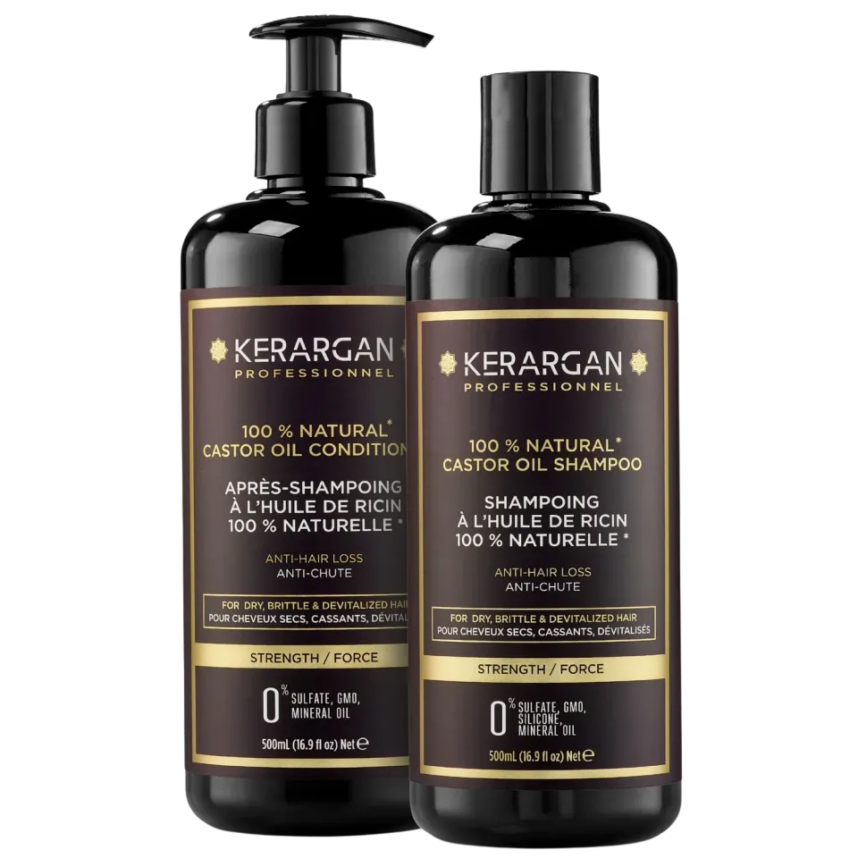 Kerargan Ricino Kit Capelli Shampoo Balsamo 1000 ml Rinforzante
