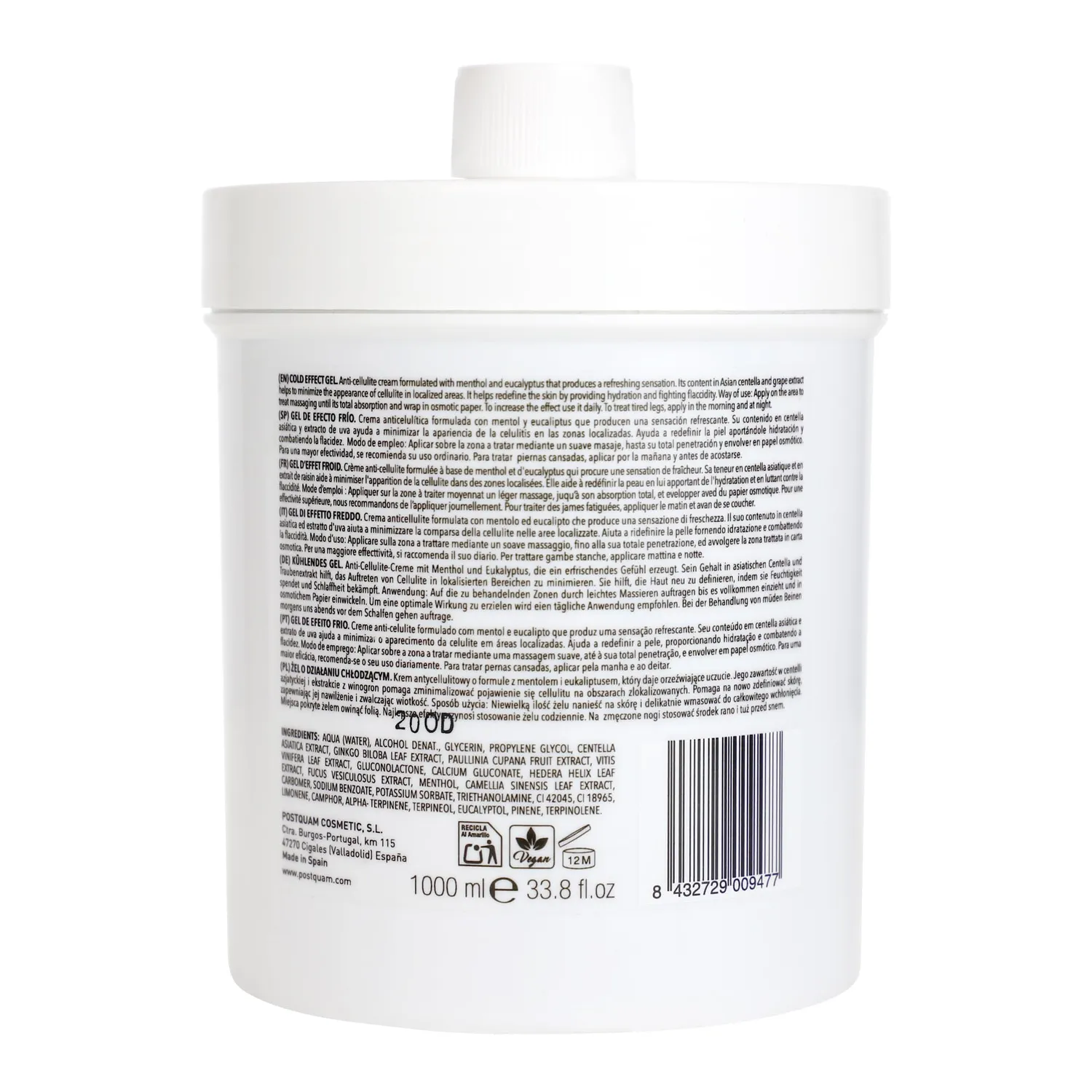 Postquam Body Sculpt criogel corpo 1000ml effetto freddo gambe