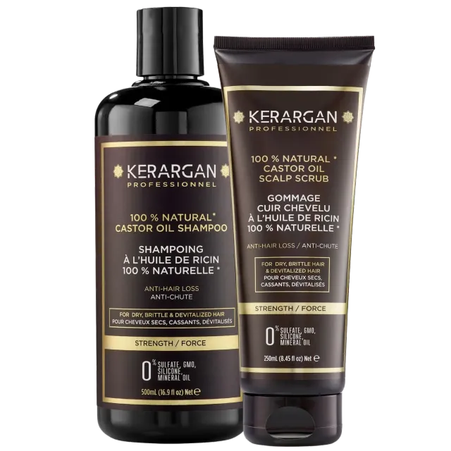 Kerargan Ricin Kit Detox Capelli 750 ml shampoo e scrub