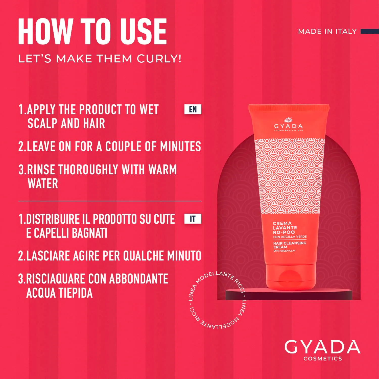 Gyada Modellante Ricci crema lavante No-Poo 200 ml argilla verde