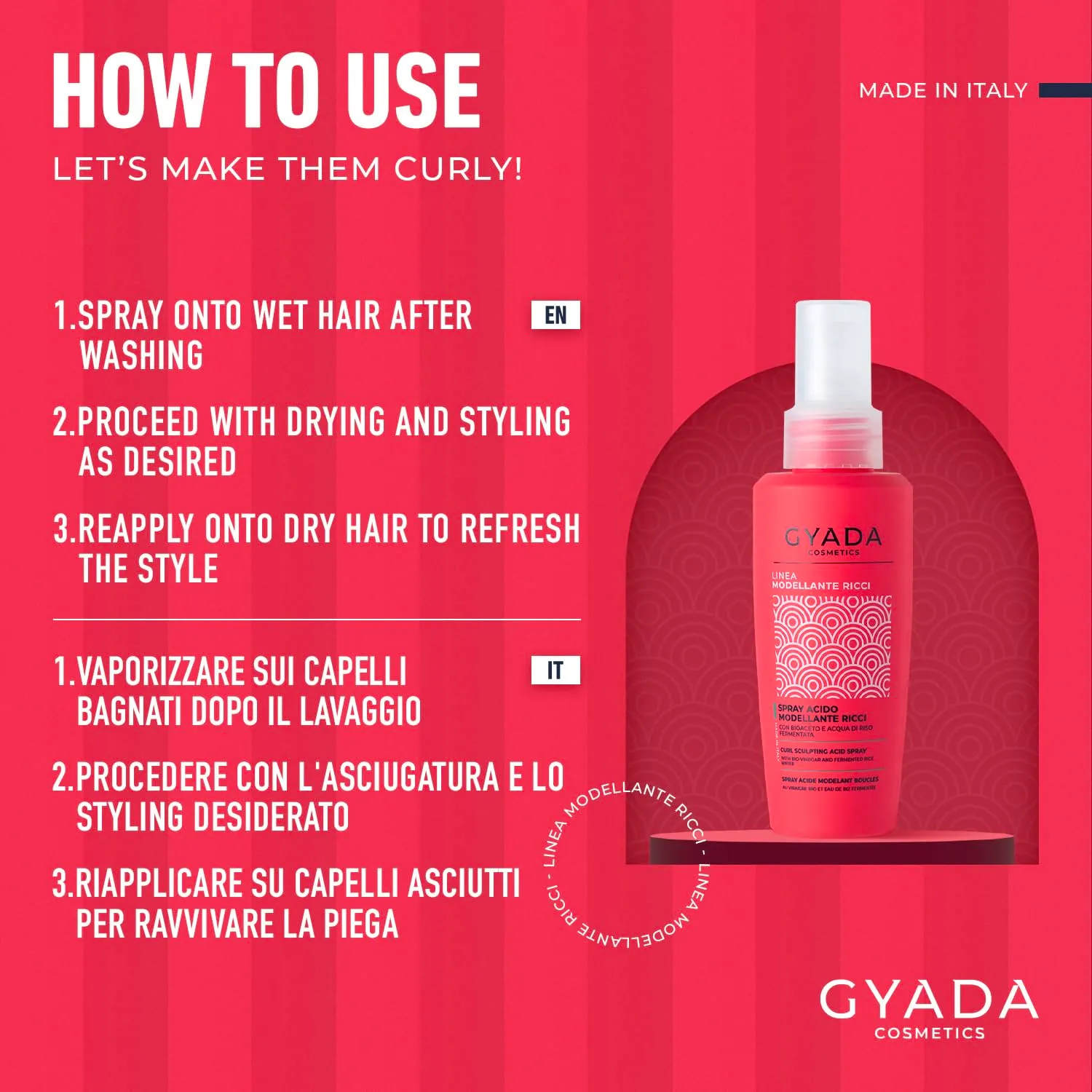 Gyada Linea Modellante Ricci spray acido 125 ml anticrespo