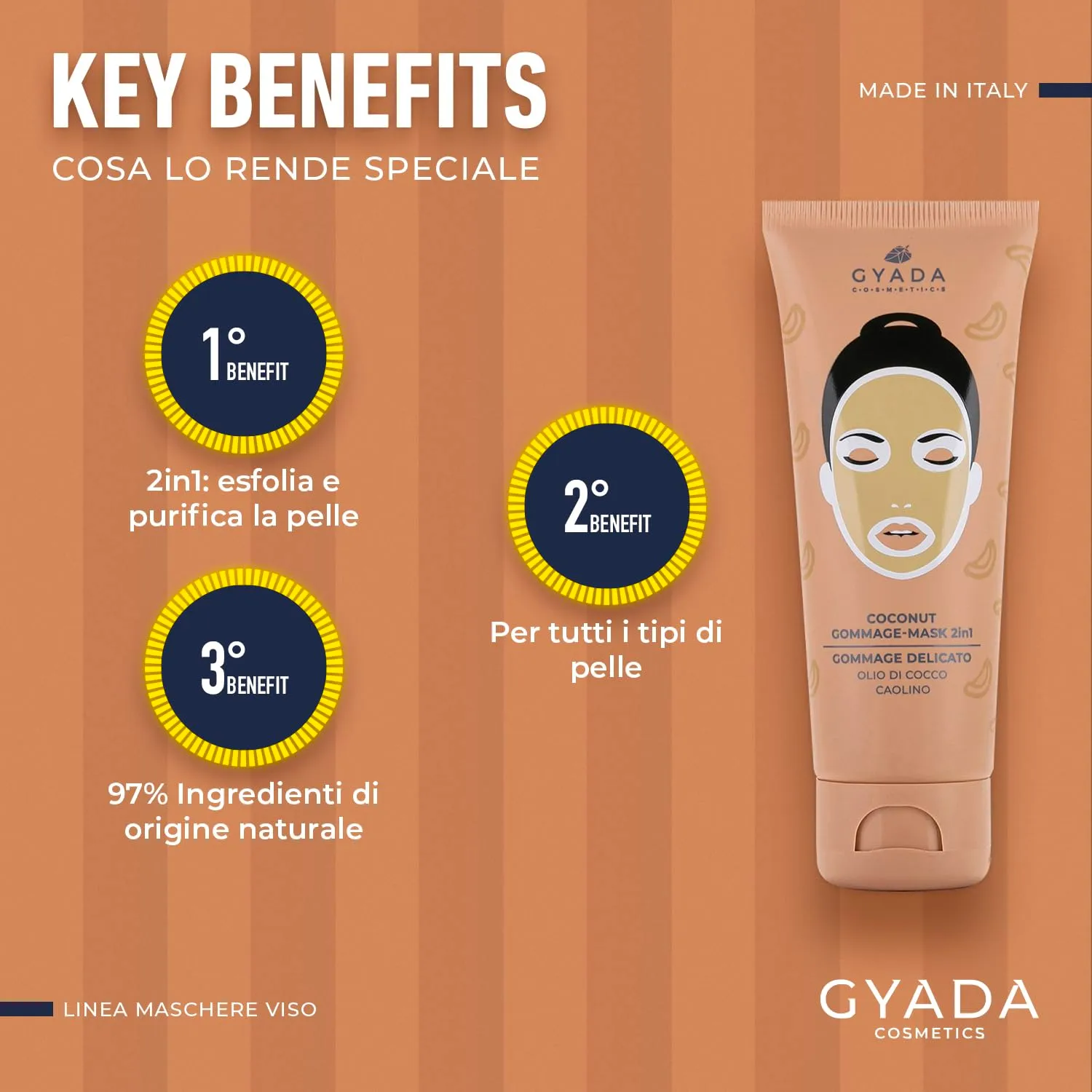 Gyada Coconut Scrub Viso maschera 2 in 1 75 ml purificante