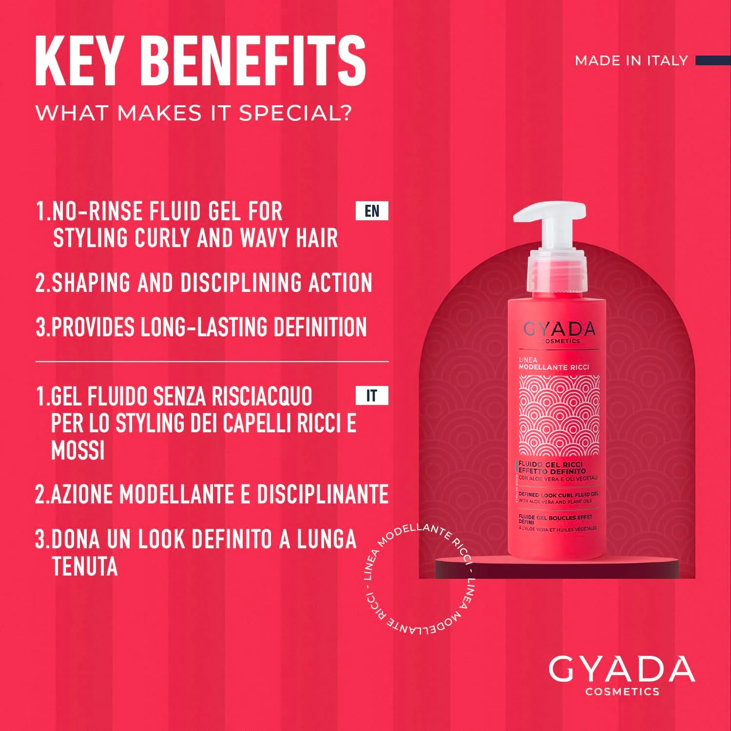 Gyada Modellante Ricci fluido gel capelli 150ml definito naturale