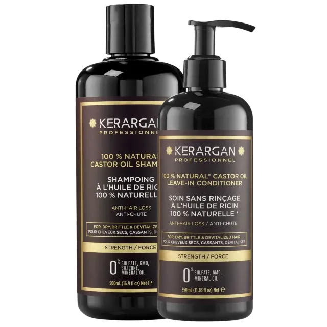 Kerargan Ricin Kit Shampoo Leave-in 850 ml Olio Ricino