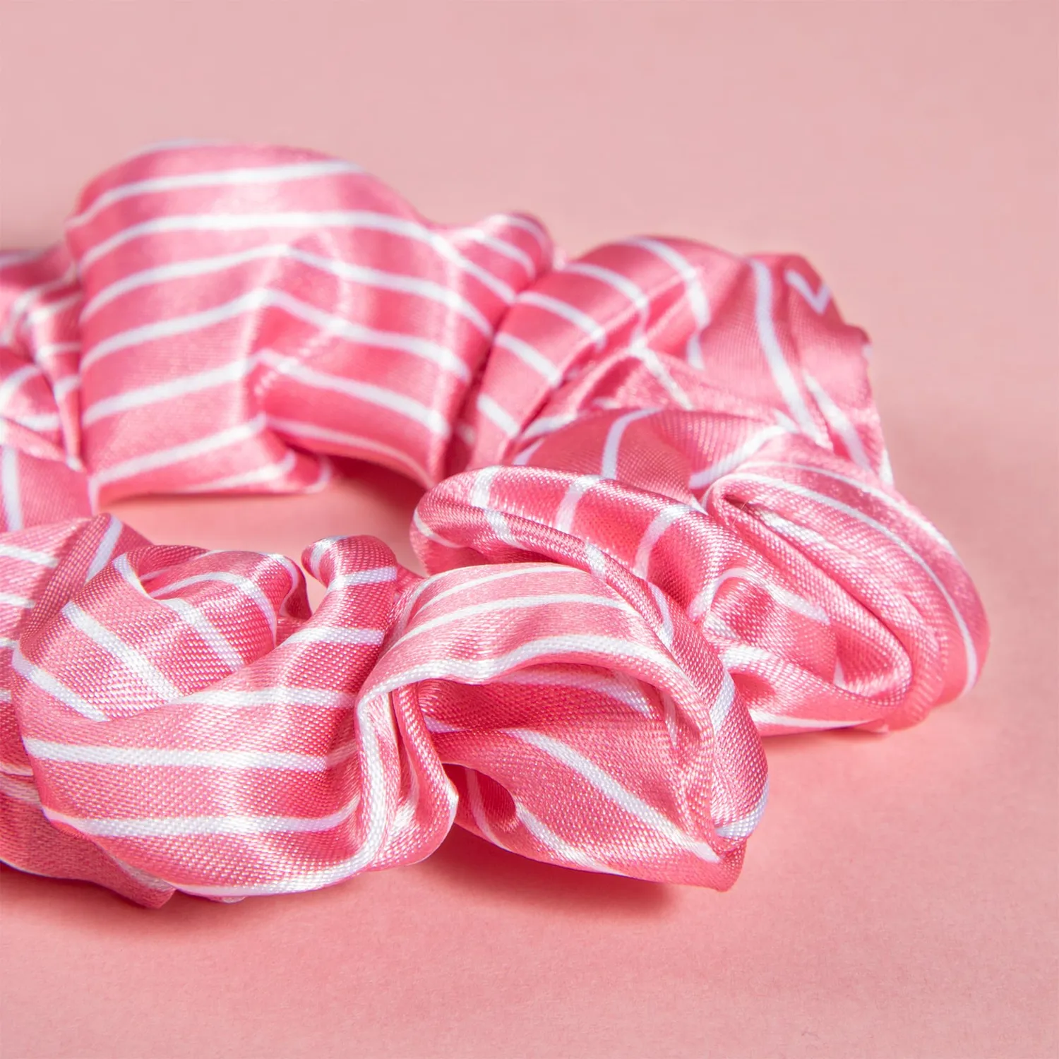Gyada Scrunchie Pink Stripes elastico capelli raso rosa
