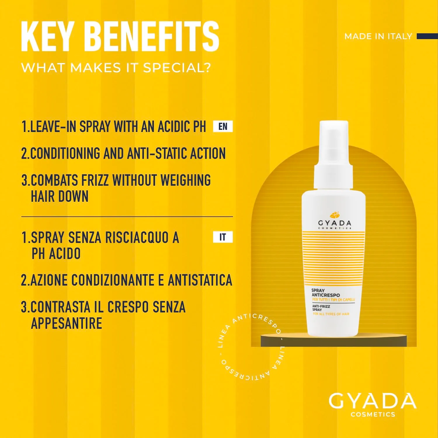 Gyada Anticrespo Spray Condizionante 125 ml capelli crespi