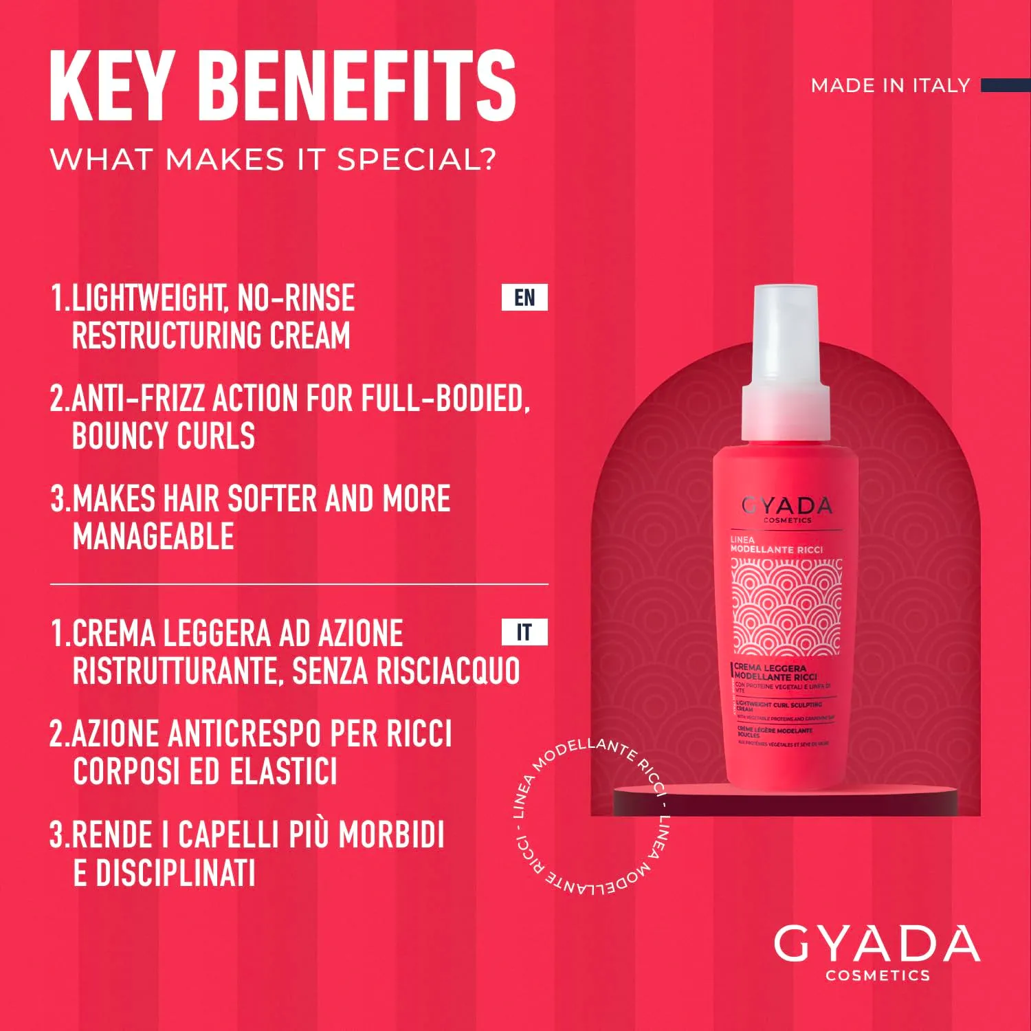 Gyada Cosmetics Modellante Ricci Crema Leggera Leave-in 125 ml anticrespo