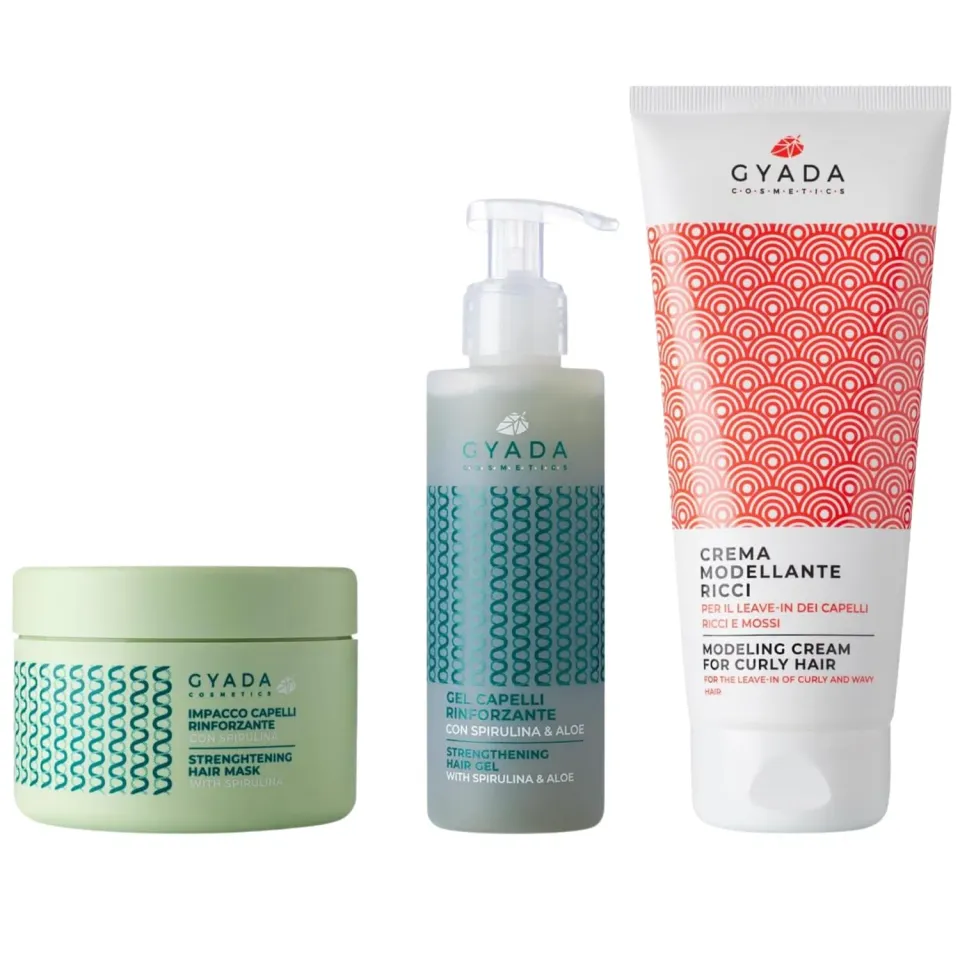 Gyada Spirulina kit capelli 3 pezzi ricci rinforzante