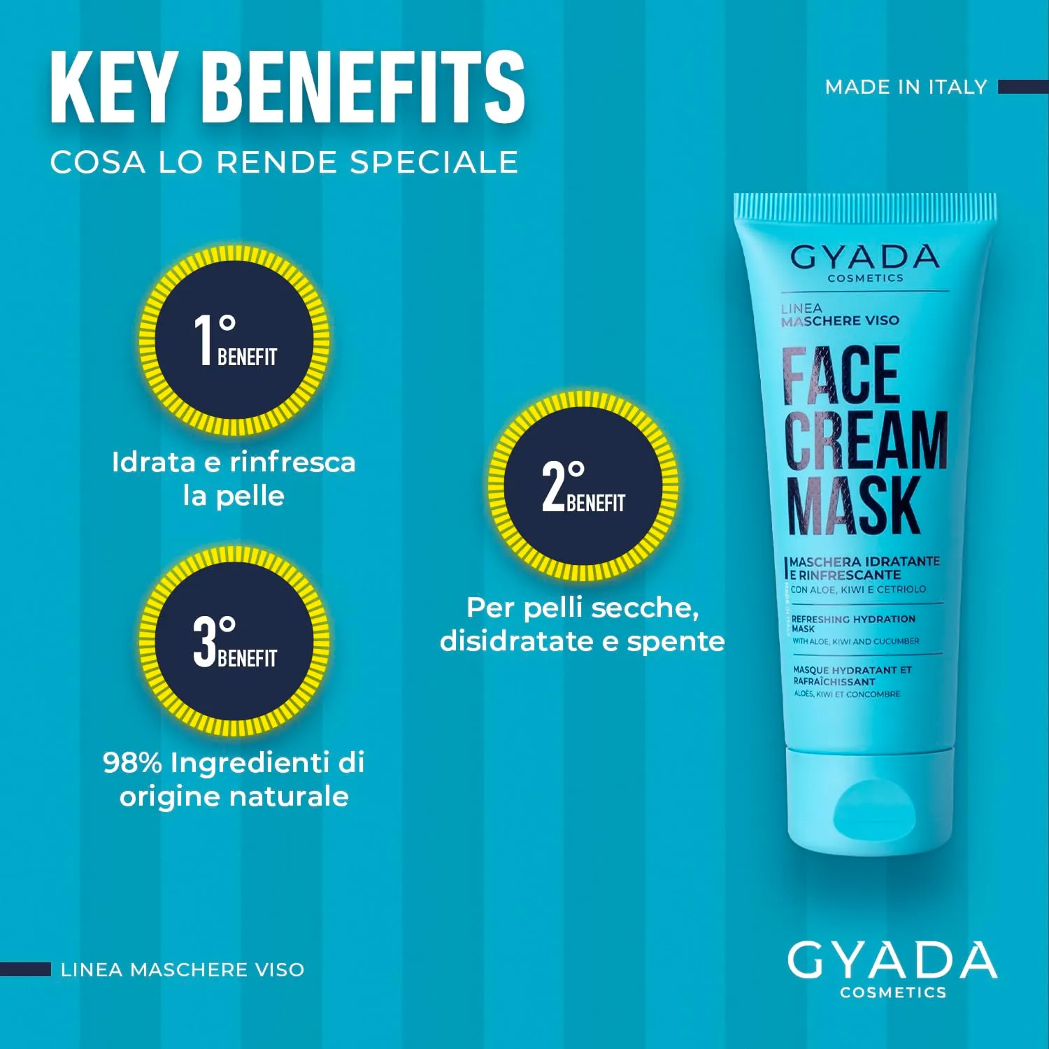 Gyada Cosmetics Maschera Viso Crema Idratante 75 ml Acido Ialuronico