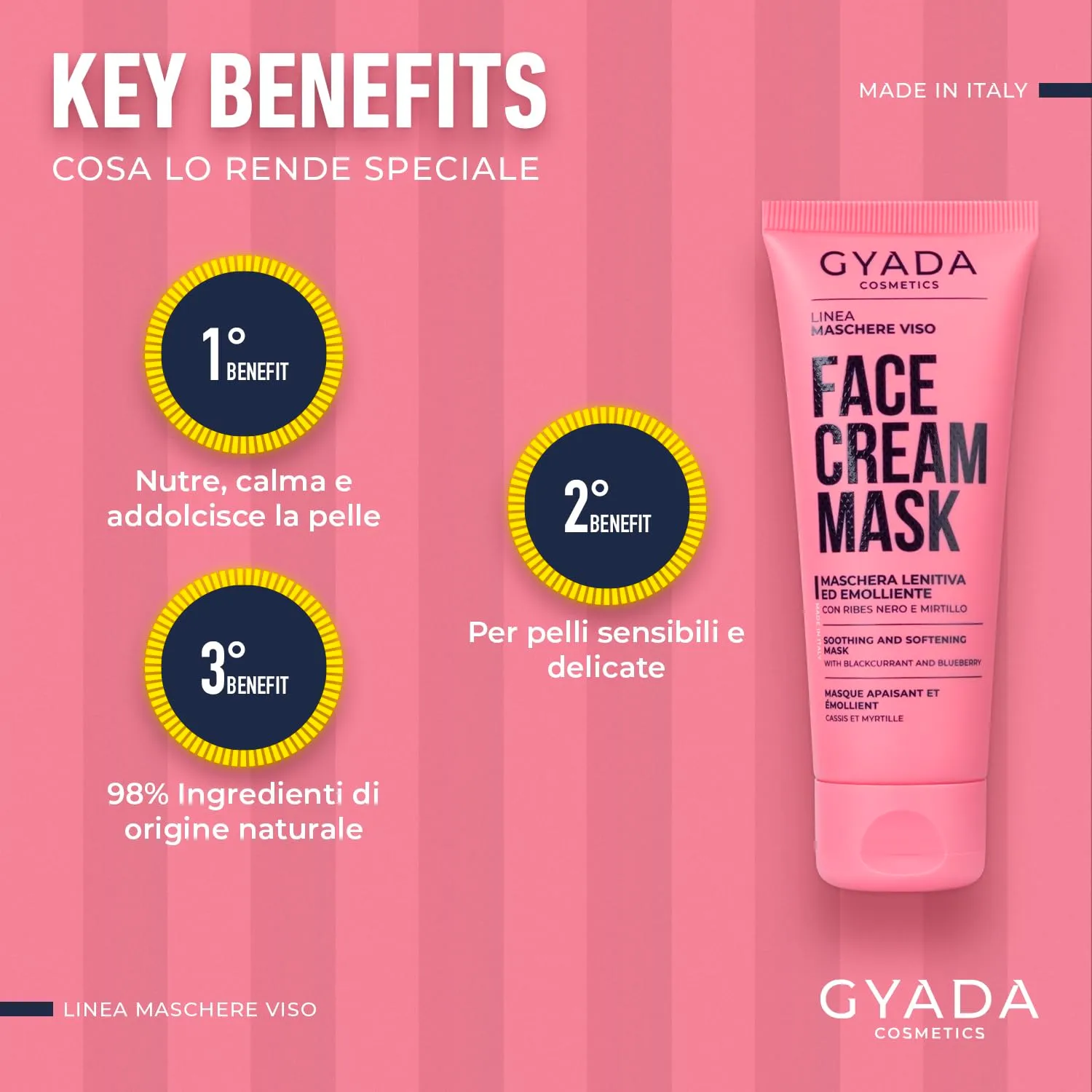 Gyada Cosmetics Maschera Viso Lenitiva ed Emolliente 75 ml pelli secche