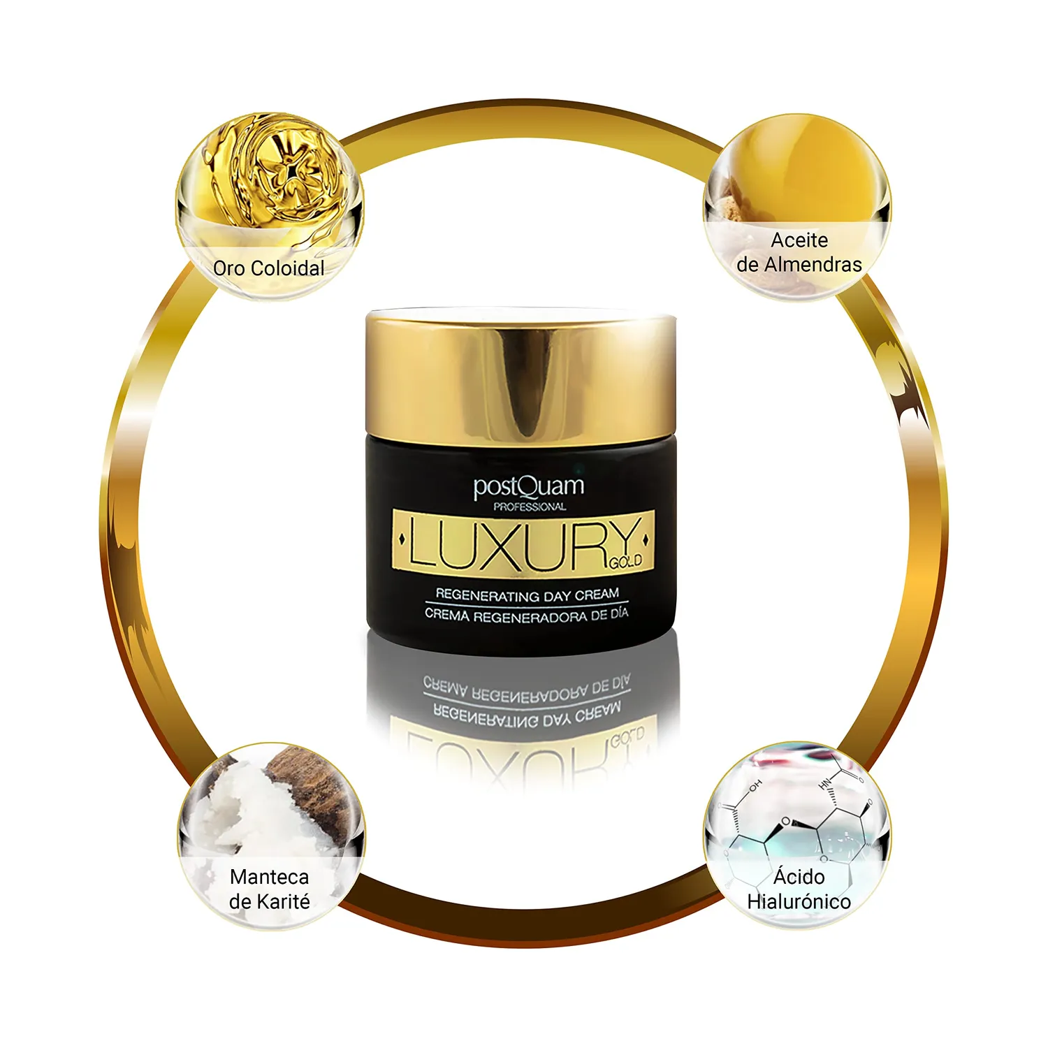 Postquam Luxury Gold Crema Giorno Rigenerante 50 ml Acido Ialuronico