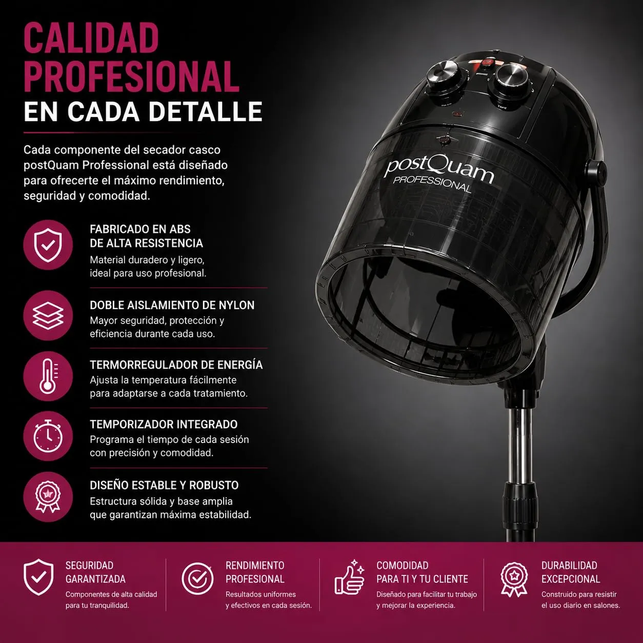 Postquam Helmet casco asciugacapelli 1000W con stativo