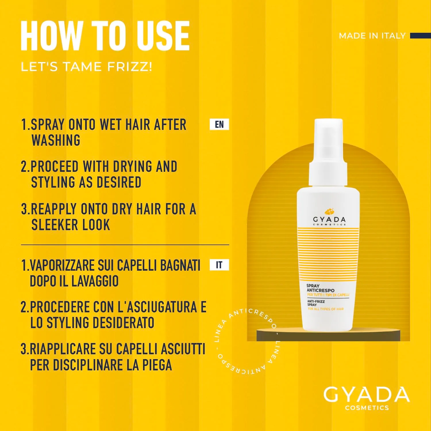 Gyada Anticrespo Spray Condizionante 125 ml capelli crespi