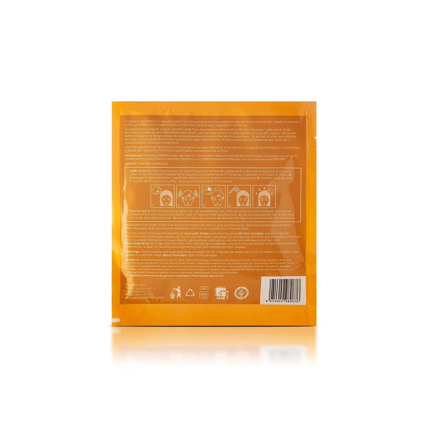 Gyada Hyalurvedic Gold Hair maschera cuffia 60 ml capelli biondi