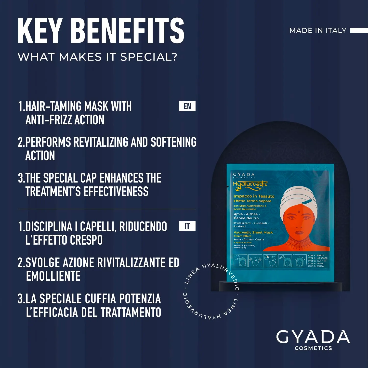 Gyada Hyalurvedic impacco capelli in cuffia 60 ml idratante