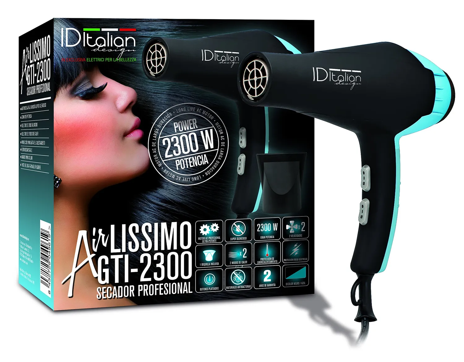 Postquam AirLissimo 2300 phon capelli rosa glamour 2300W