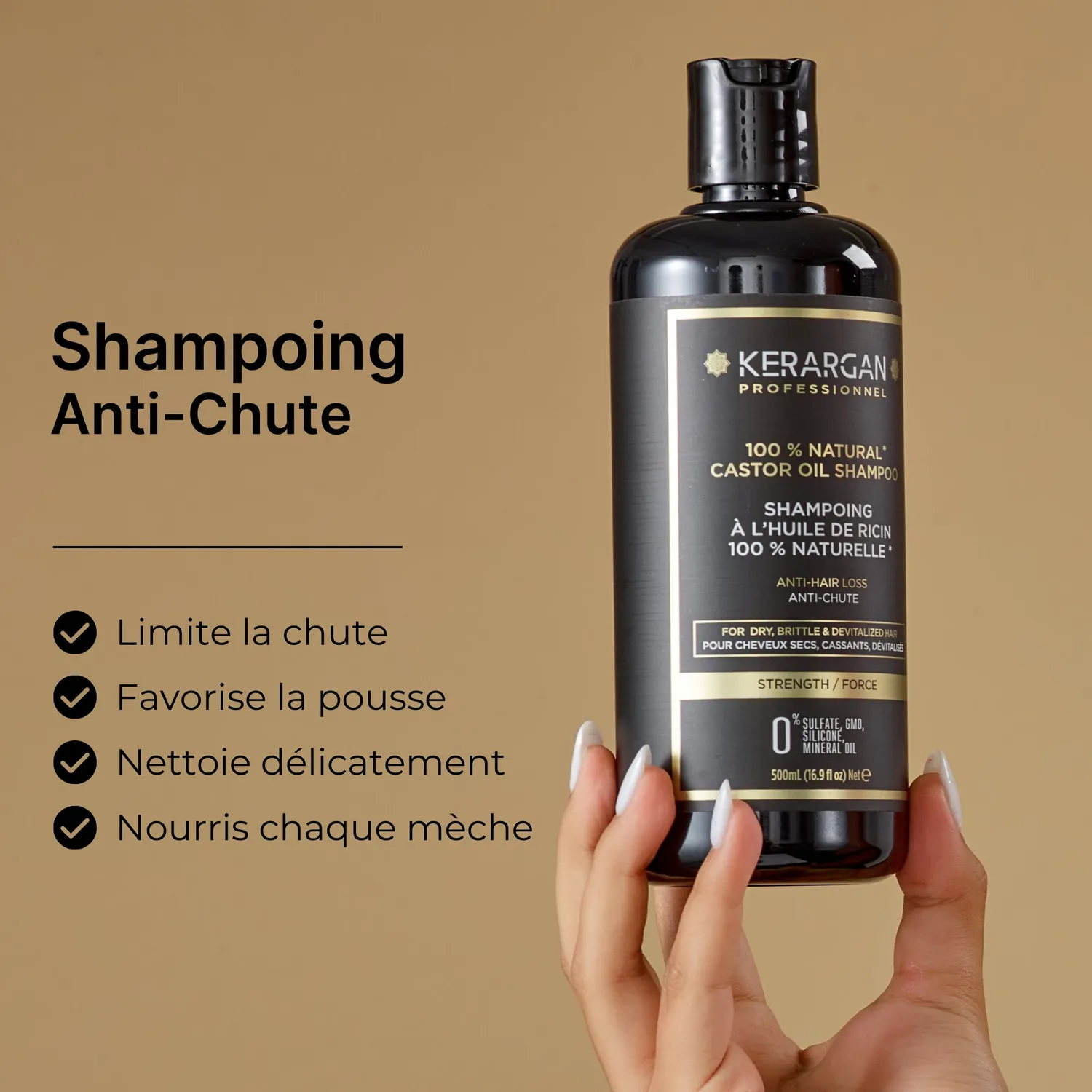 Kerargan Ricin Crescita shampoo 500ml olio di ricino forza