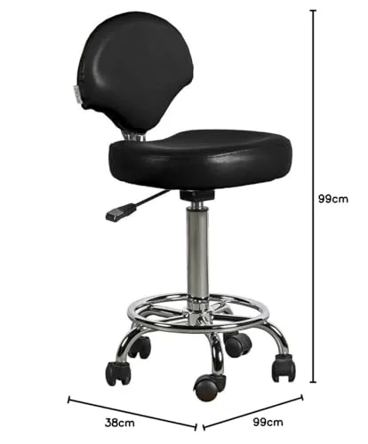 Postquam Ferrara Sgabello Parrucchiere Nero con ruote 99 cm